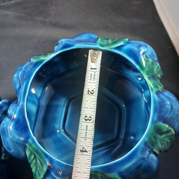 Vintage Candy Dish Inarco Blue Fruits Retro MCM Cookie Jar - Picture 8 of 15